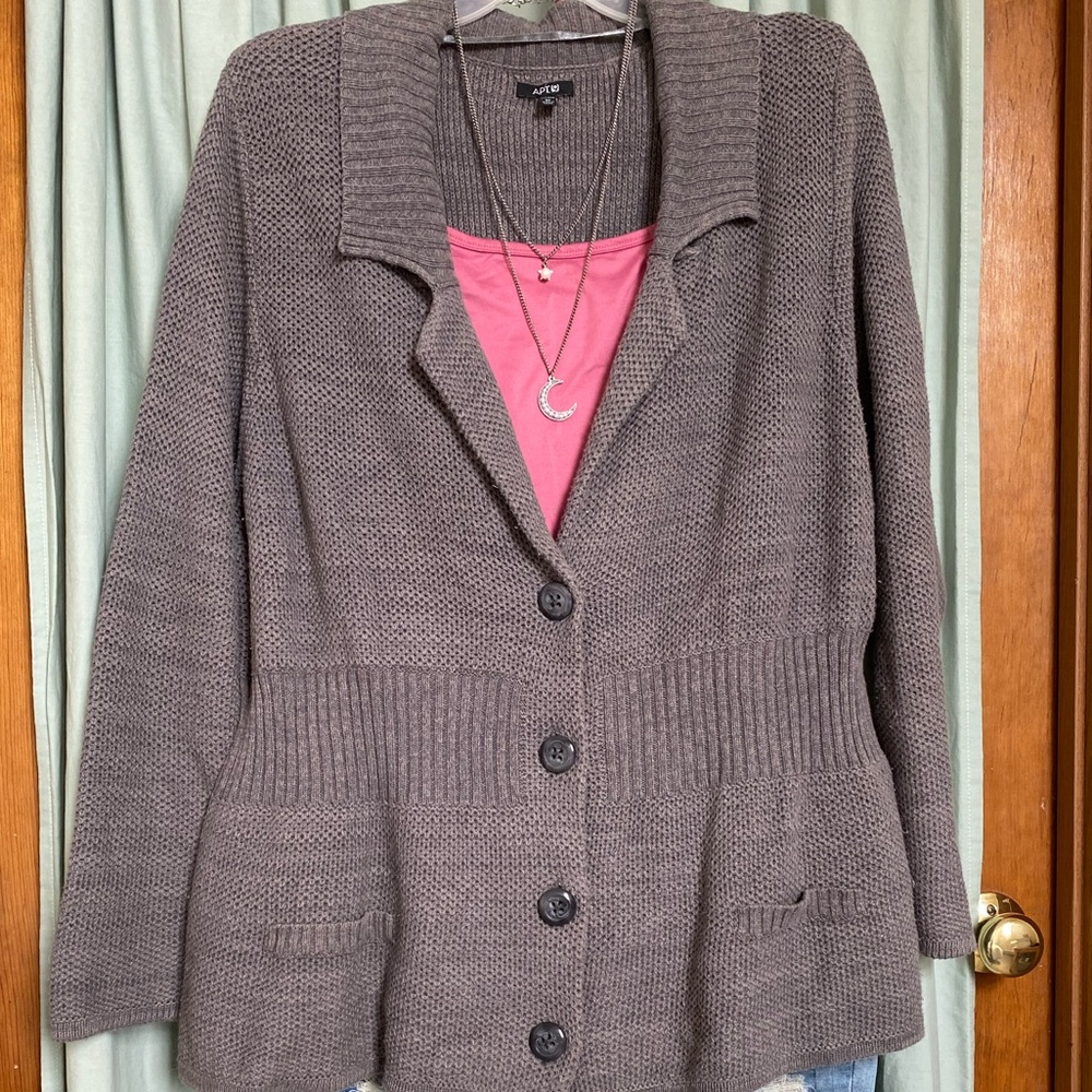 APT. 9 Sweater gray button down